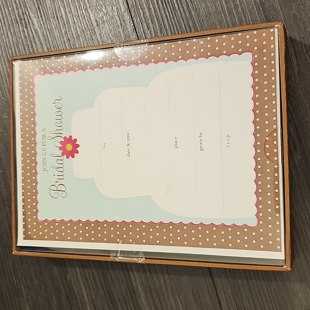 2 Sets BRAND NEW Bridal Shower Invitation Cards with Brown and White Polka Dots